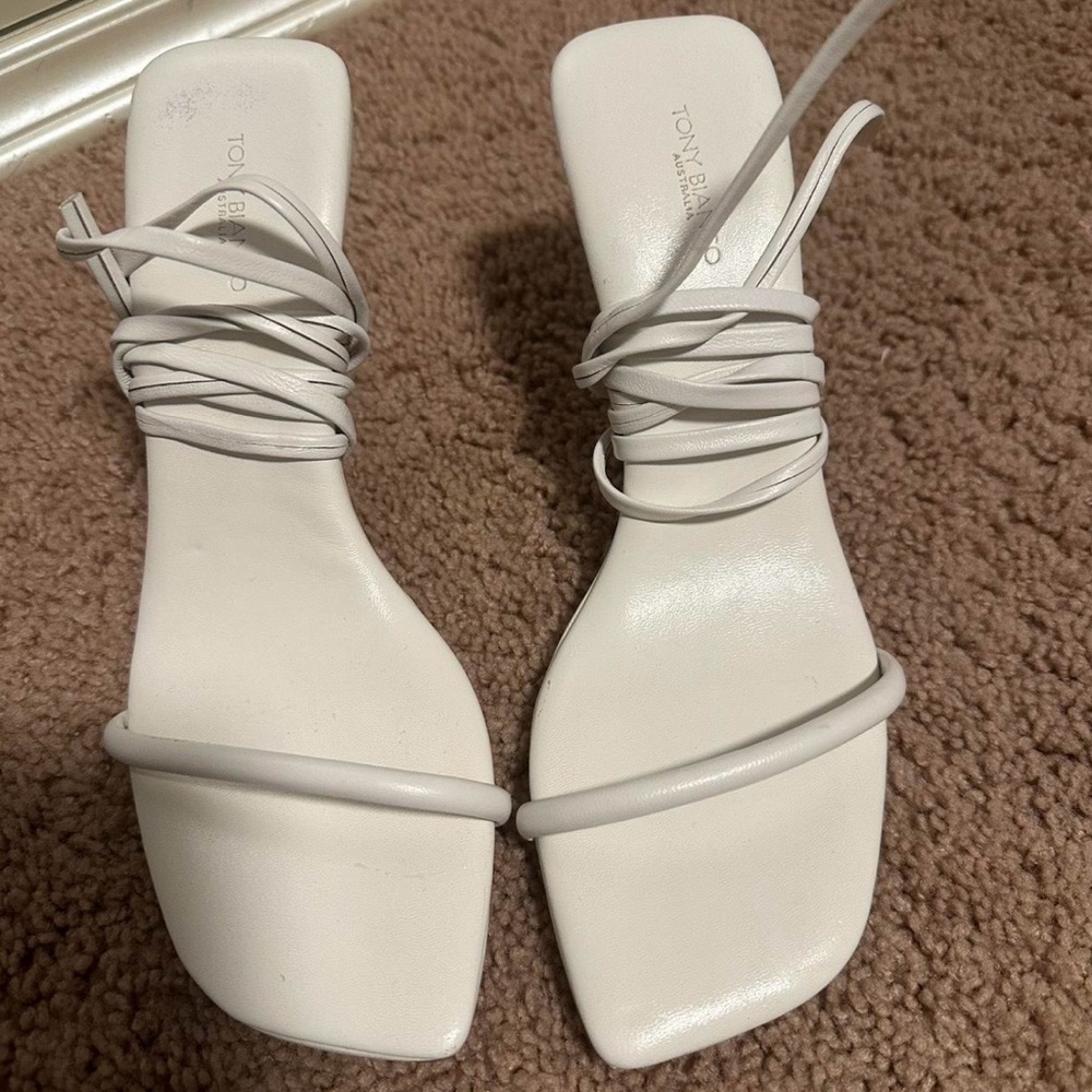 Tony Bianco White Wrap-Around Strappy Heels - Picture 2 of 7